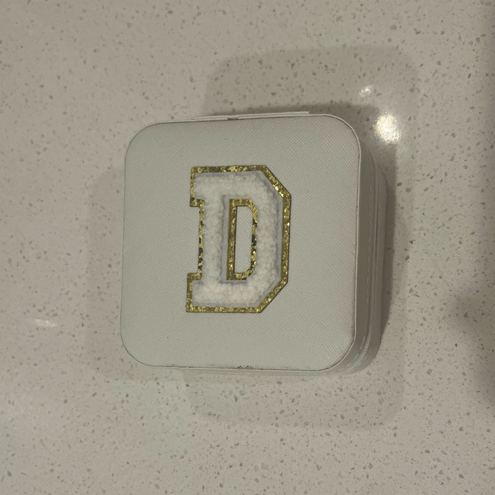 White Jewelry Box with Gold Letter D
